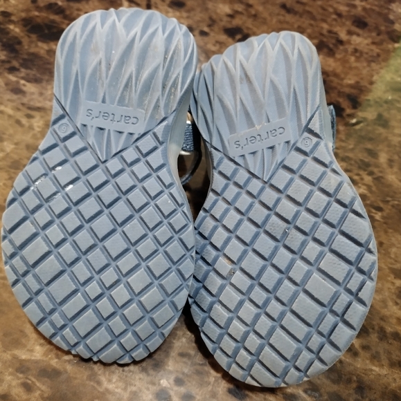Toddler Girl Shoes Carter's Floral Light Up Sandals size 6 Blue and White - Picture 8 of 9